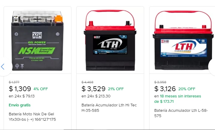 ofertas de baterias para carro
